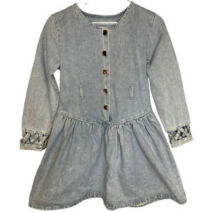 Vintage 1980's Light Wash Denim Jean French Toast Dress